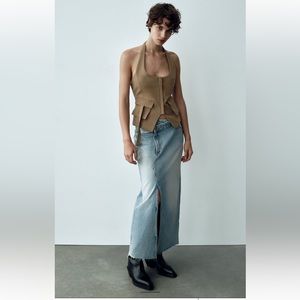 Zara Light Blue Denim Maxi Skirt